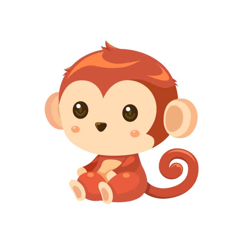 かわいい猿（サル/さる）のイラスト素材 | 商用可能な無料(フリー)のイラスト素材ならストックマテリアル