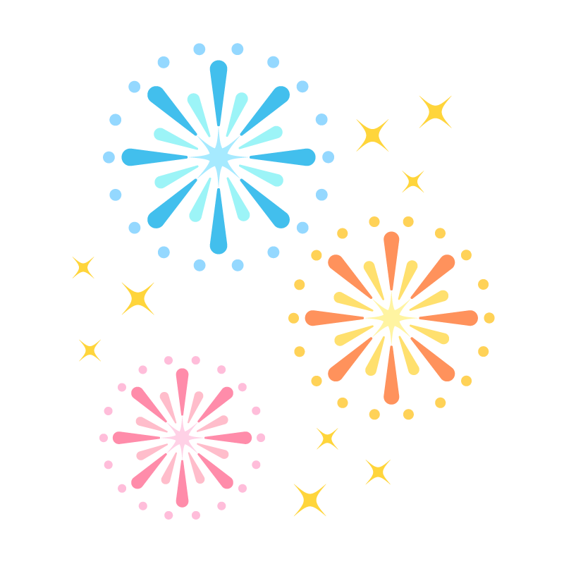 夏祭りを彩る打ち上げ花火のイラスト素材 商用可能な無料 フリー のイラスト素材ならストックマテリアル