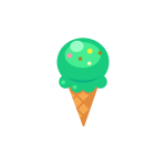 ワッフルコーンのチョコミントアイスクリーム（ジェラート）のイラスト素材