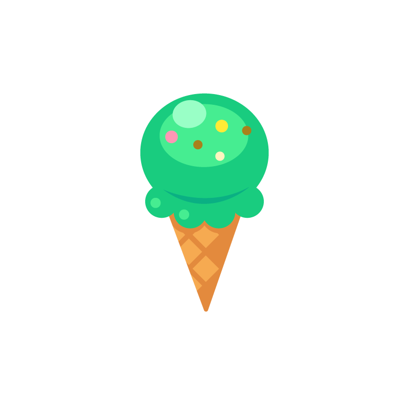 ワッフルコーンのチョコミントアイスクリーム ジェラート のイラスト